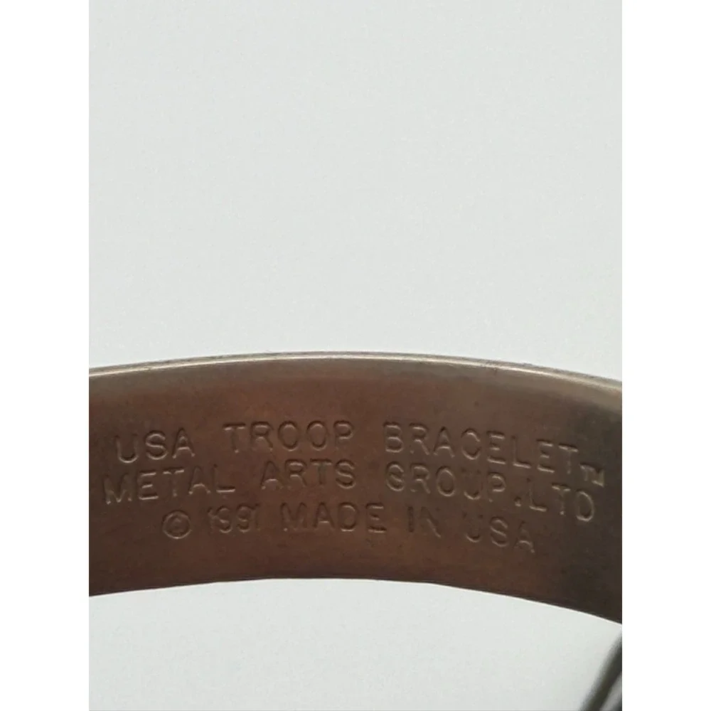 USA Troop Bracelet Vintage Metal Arts Group 1991 Made in USA Cuff Bracelet